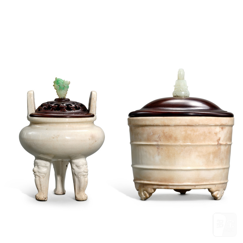 Two Chaozhou white-glazed incense burners, Yuan - Ming dynasty | 元至明 潮州窰白釉香爐兩件 - 图2